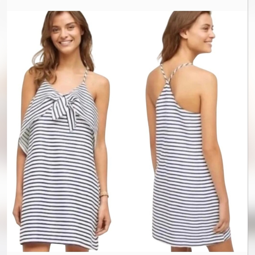 Anthropologie Maeve Navy and White Striped Halter